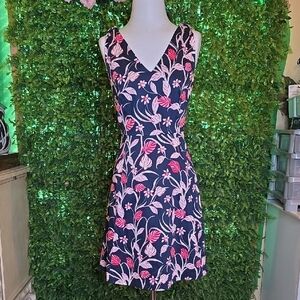 Draper James Navy and Pink Floral Mini Dress
